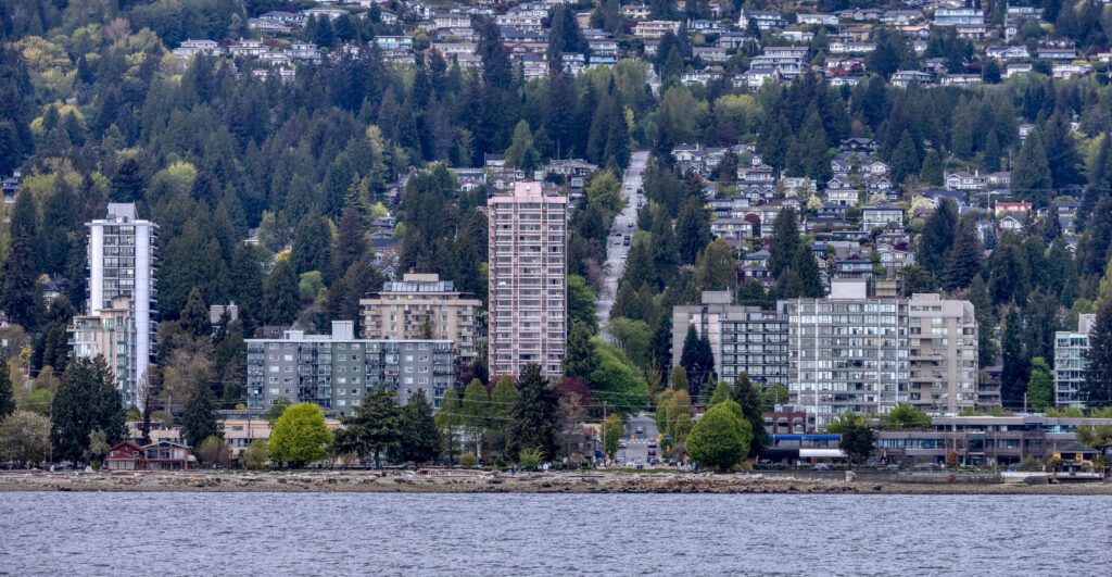 Residential Buildings in a modern city on the West Coast of Pacific Ocean. West Vancouver, British Columbia, Canada.